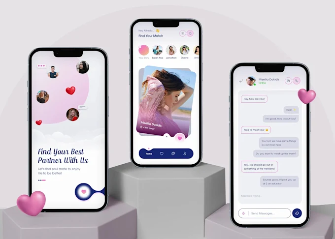 I will develop a modern ai dating app,matchmaking app, like tinder or bumble app