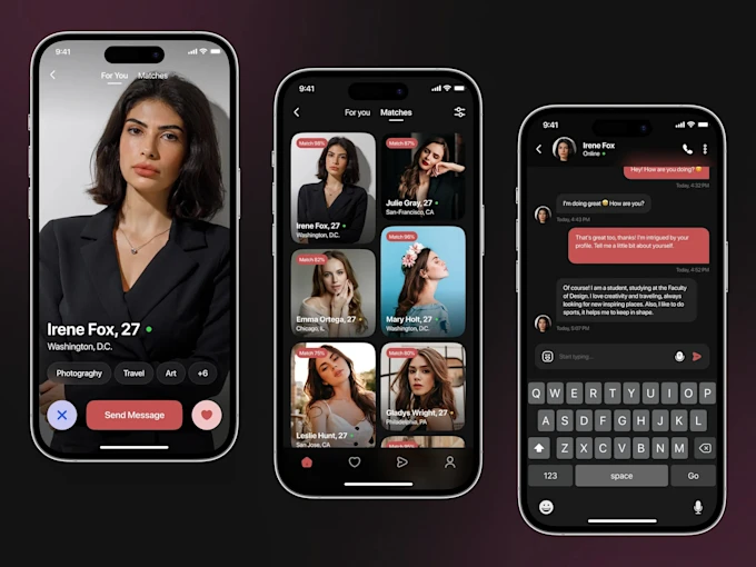 I will develop a modern ai dating app,matchmaking app, like tinder or bumble app