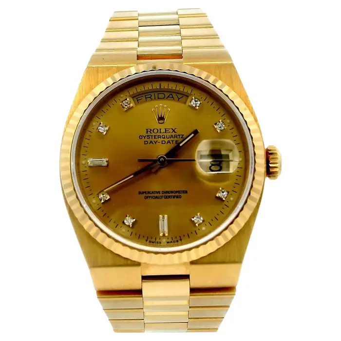 Rolex Day Date Oysterquartz 19018 18K Yellow Gold Box & Papers
